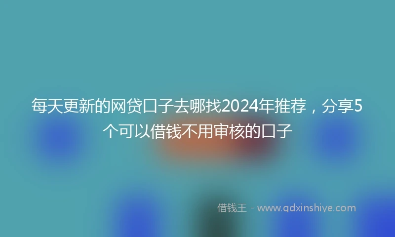 每天更新的网贷口子去哪找2024年推荐，分享5个可以借钱不用审核的口子