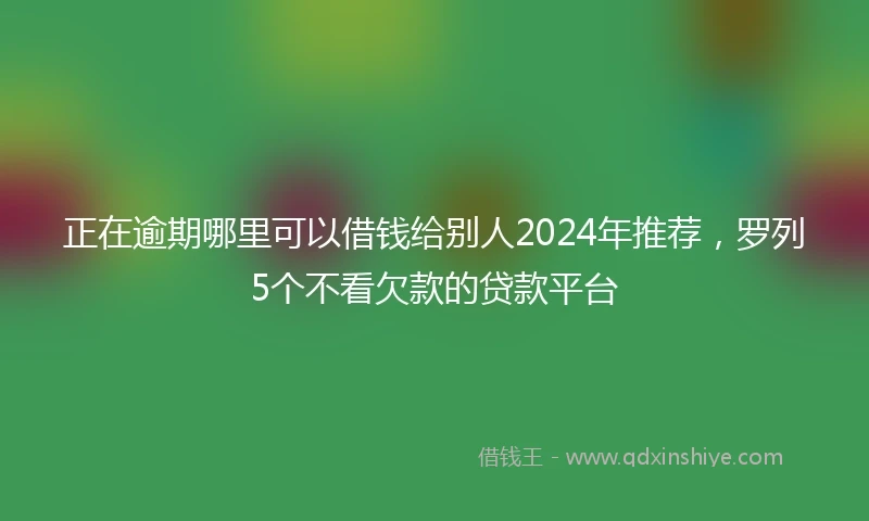 正在逾期哪里可以借钱给别人2024年推荐，罗列5个不看欠款的贷款平台