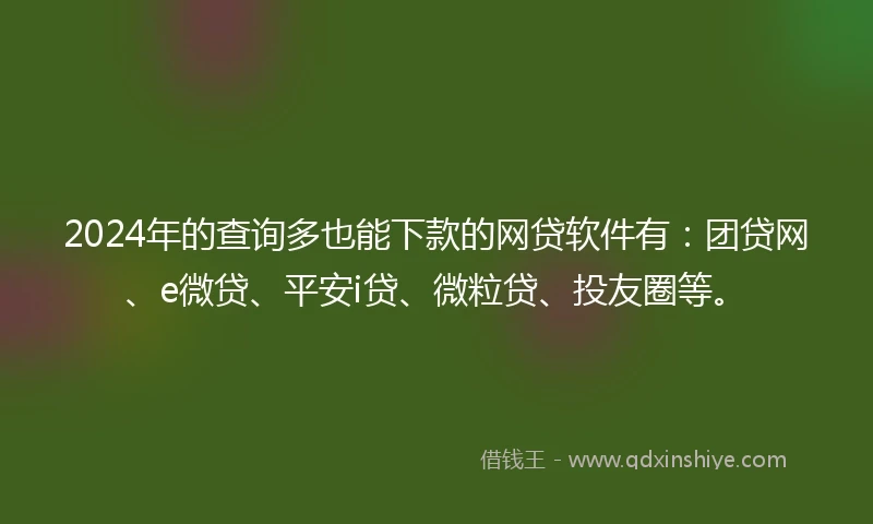 2024年的查询多也能下款的网贷软件有：团贷网、e微贷、平安i贷、微粒贷、投友圈等。