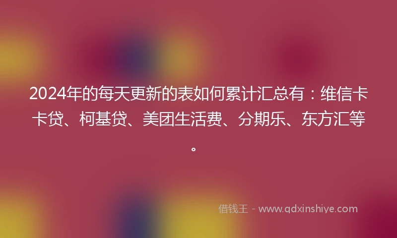 2024年的每天更新的表如何累计汇总有：维信卡卡贷、柯基贷、美团生活费、分期乐、东方汇等。
