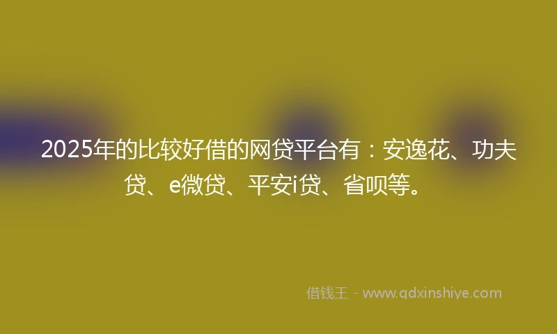 2025年的比较好借的网贷平台有：安逸花、功夫贷、e微贷、平安i贷、省呗等。