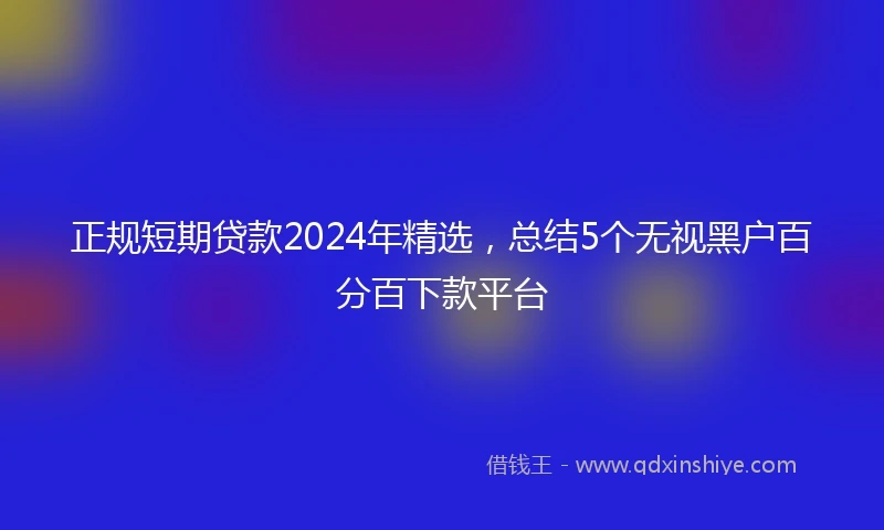 正规短期贷款2024年精选，总结5个无视黑户百分百下款平台