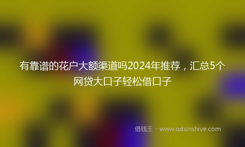 有靠谱的花户大额渠道吗2024年推荐，汇总5个网贷大口子轻松借口子