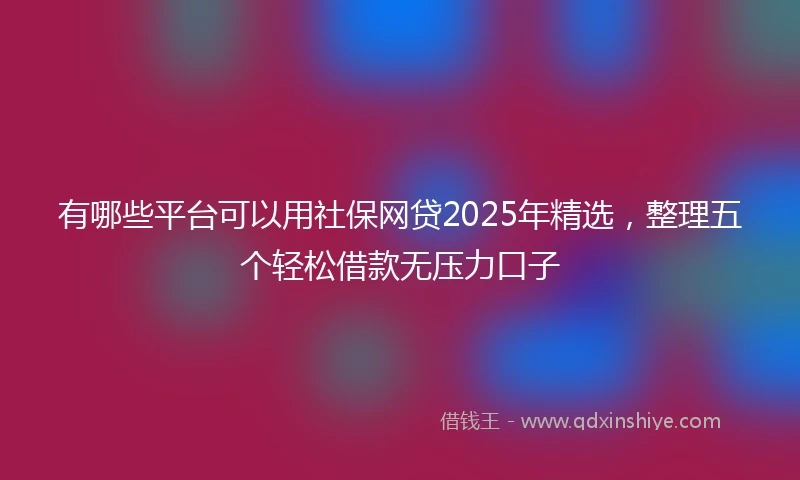有哪些平台可以用社保网贷2025年精选，整理五个轻松借款无压力口子