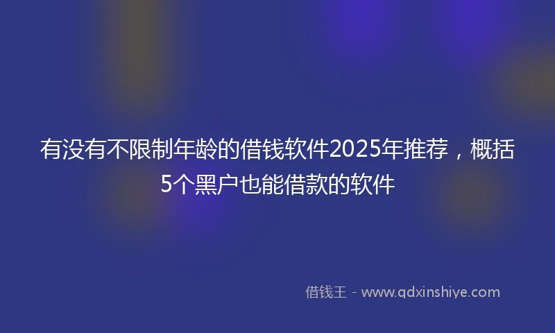 有没有不限制年龄的借钱软件2025年推荐，概括5个黑户也能借款的软件