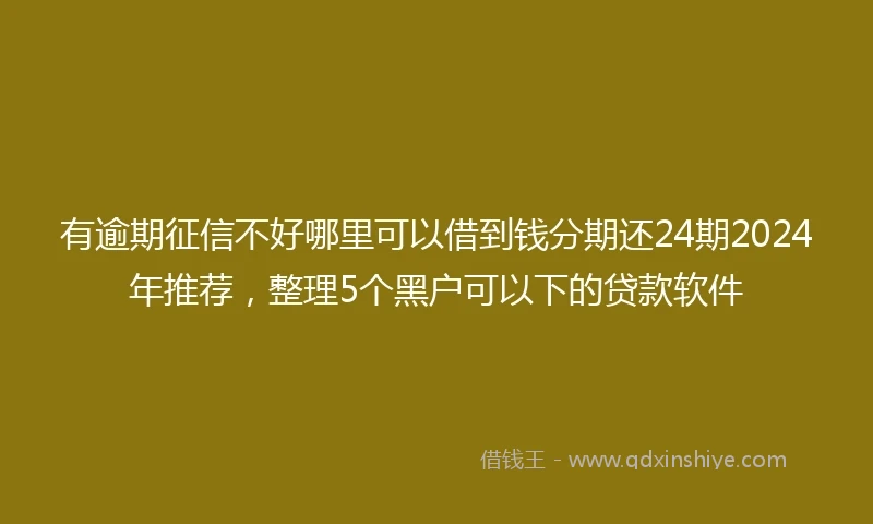 有逾期征信不好哪里可以借到钱分期还24期2024年推荐，整理5个黑户可以下的贷款软件