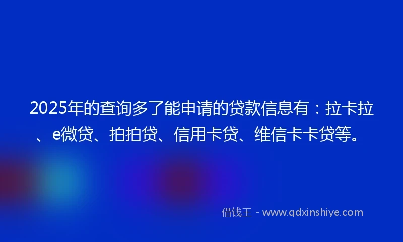 2025年的查询多了能申请的贷款信息有：拉卡拉、e微贷、拍拍贷、信用卡贷、维信卡卡贷等。