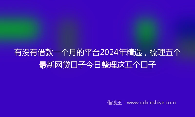 有没有借款一个月的平台2024年精选，梳理五个最新网贷口子今日整理这五个口子