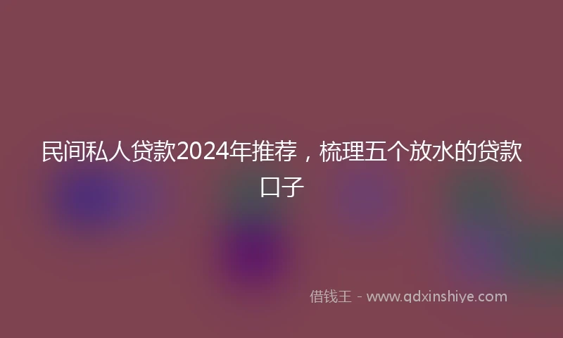民间私人贷款2024年推荐，梳理五个放水的贷款口子