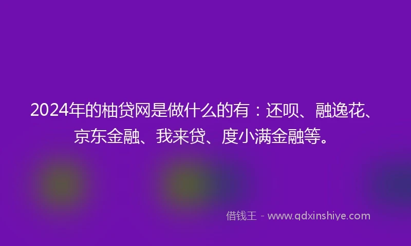 2024年的柚贷网是做什么的有：还呗、融逸花、京东金融、我来贷、度小满金融等。