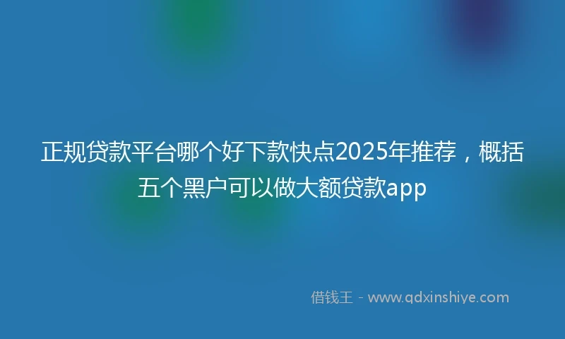 正规贷款平台哪个好下款快点2025年推荐，概括五个黑户可以做大额贷款app