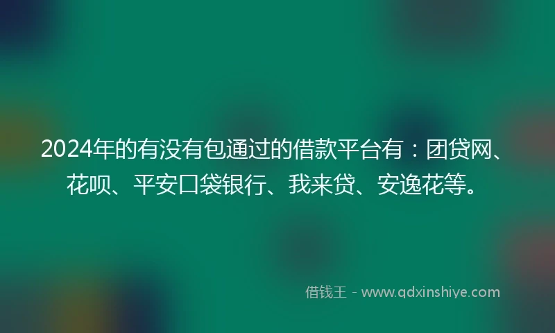 2024年的有没有包通过的借款平台有：团贷网、花呗、平安口袋银行、我来贷、安逸花等。
