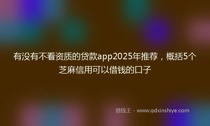 有没有不看资质的贷款app2025年推荐，概括5个芝麻信用可以借钱的口子