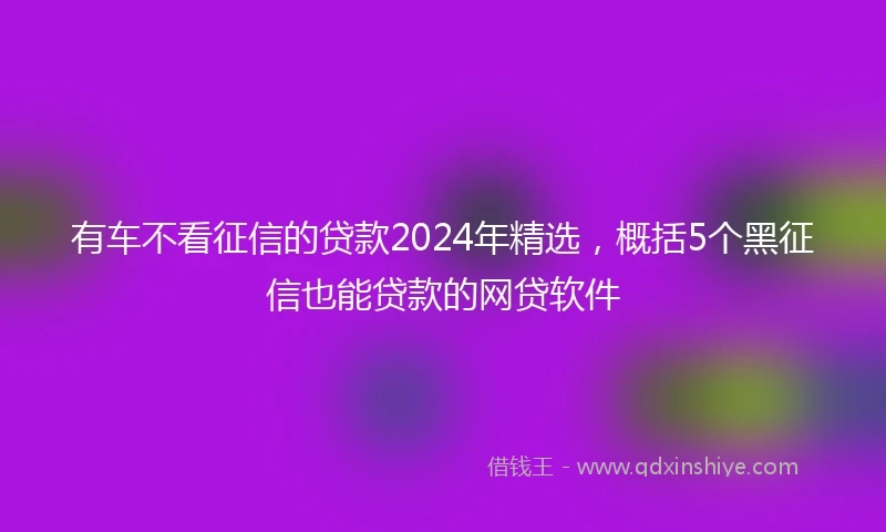 有车不看征信的贷款2024年精选，概括5个黑征信也能贷款的网贷软件