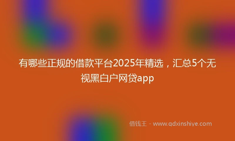 有哪些正规的借款平台2025年精选，汇总5个无视黑白户网贷app