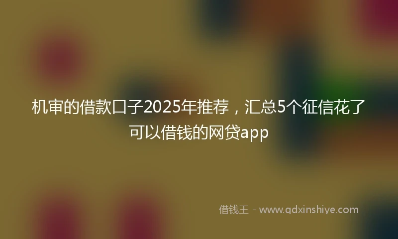 机审的借款口子2025年推荐，汇总5个征信花了可以借钱的网贷app