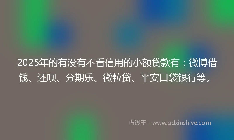 2025年的有没有不看信用的小额贷款有：微博借钱、还呗、分期乐、微粒贷、平安口袋银行等。