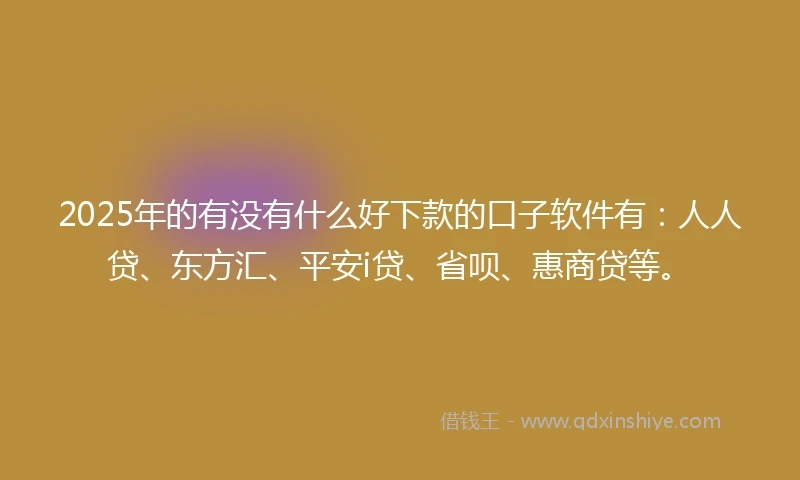 2025年的有没有什么好下款的口子软件有：人人贷、东方汇、平安i贷、省呗、惠商贷等。