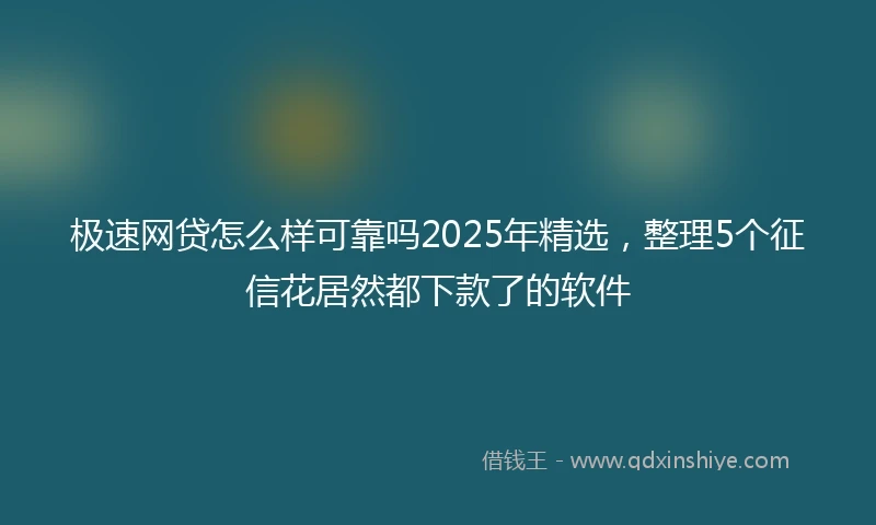 极速网贷怎么样可靠吗2025年精选，整理5个征信花居然都下款了的软件