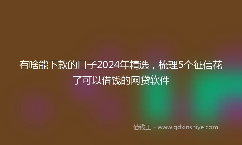 有啥能下款的口子2024年精选，梳理5个征信花了可以借钱的网贷软件