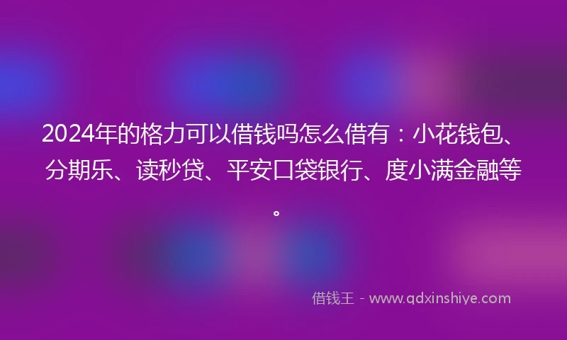 2024年的格力可以借钱吗怎么借有：小花钱包、分期乐、读秒贷、平安口袋银行、度小满金融等。