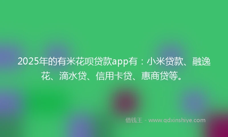 2025年的有米花呗贷款app有：小米贷款、融逸花、滴水贷、信用卡贷、惠商贷等。