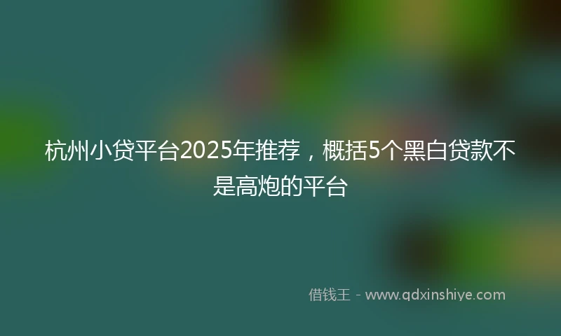 杭州小贷平台2025年推荐，概括5个黑白贷款不是高炮的平台