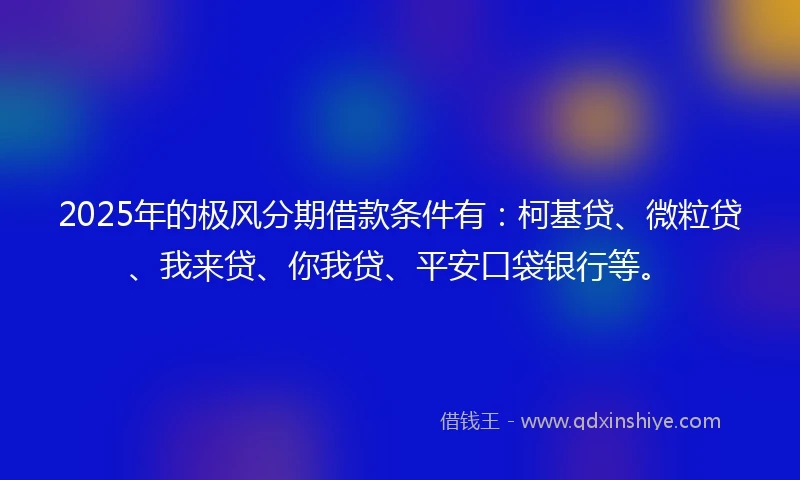 2025年的极风分期借款条件有：柯基贷、微粒贷、我来贷、你我贷、平安口袋银行等。