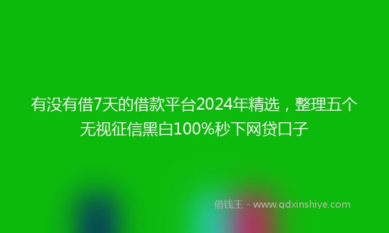 有没有借7天的借款平台2024年精选，整理五个无视征信黑白100%秒下网贷口子