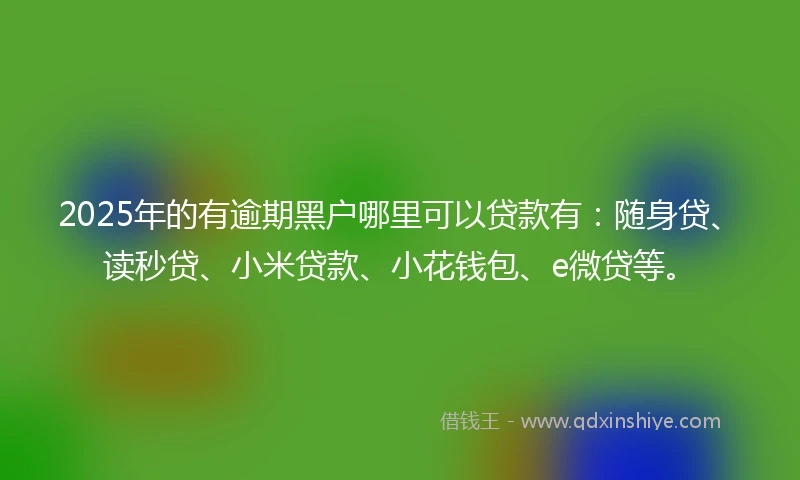 2025年的有逾期黑户哪里可以贷款有：随身贷、读秒贷、小米贷款、小花钱包、e微贷等。
