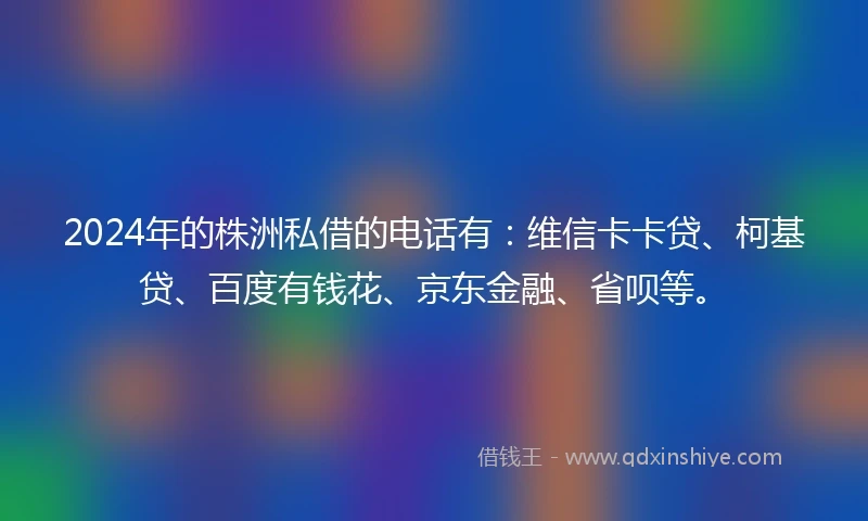 2024年的株洲私借的电话有：维信卡卡贷、柯基贷、百度有钱花、京东金融、省呗等。