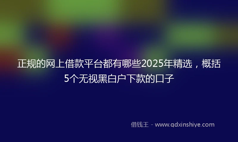正规的网上借款平台都有哪些2025年精选，概括5个无视黑白户下款的口子