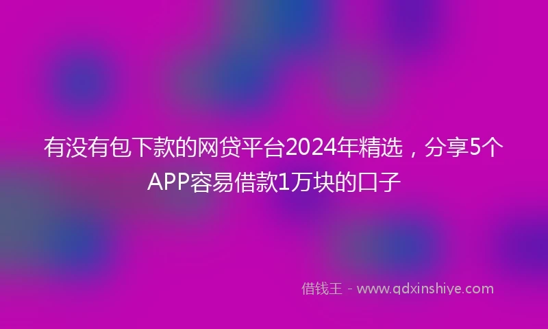 有没有包下款的网贷平台2024年精选，分享5个APP容易借款1万块的口子