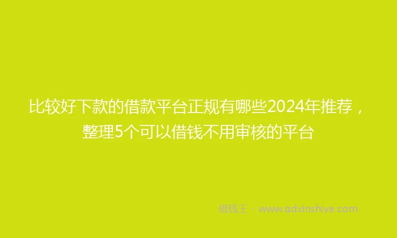 比较好下款的借款平台正规有哪些2024年推荐，整理5个可以借钱不用审核的平台