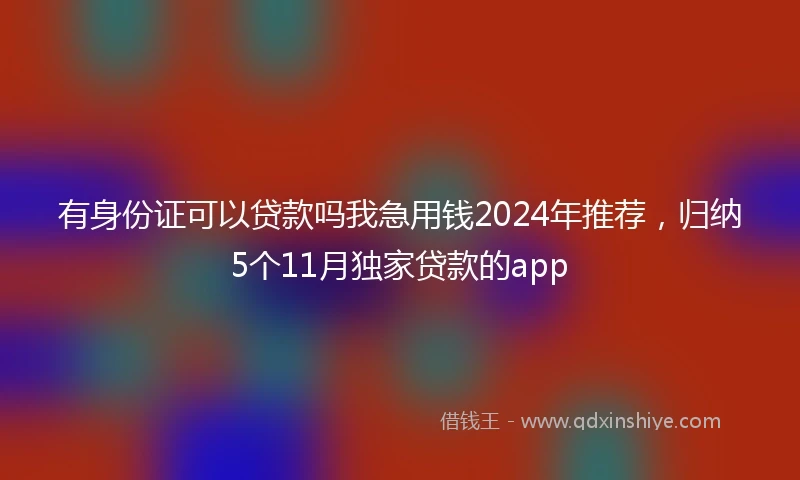 有身份证可以贷款吗我急用钱2024年推荐，归纳5个11月独家贷款的app