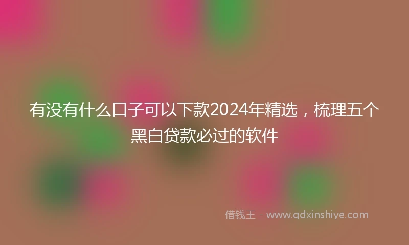 有没有什么口子可以下款2024年精选，梳理五个黑白贷款必过的软件