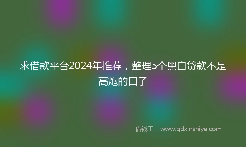 求借款平台2024年推荐，整理5个黑白贷款不是高炮的口子