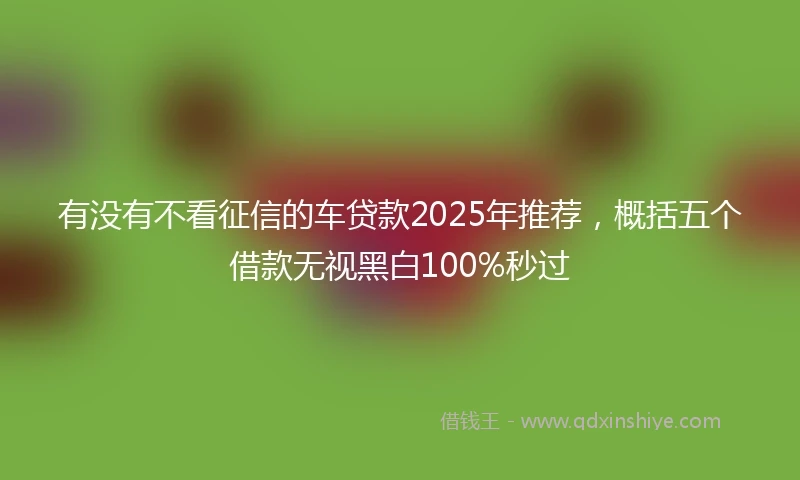 有没有不看征信的车贷款2025年推荐，概括五个借款无视黑白100%秒过