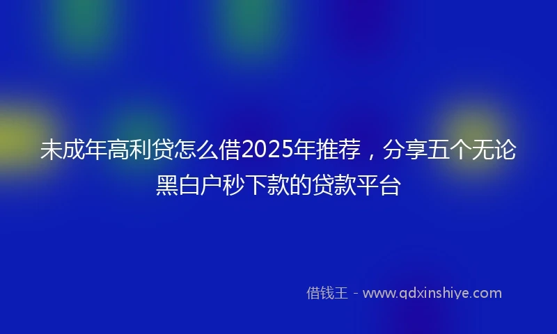 未成年高利贷怎么借2025年推荐，分享五个无论黑白户秒下款的贷款平台