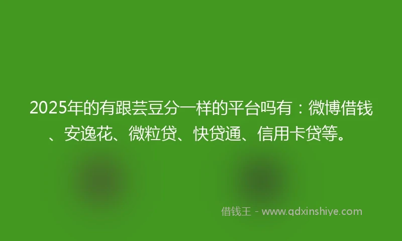 2025年的有跟芸豆分一样的平台吗有：微博借钱、安逸花、微粒贷、快贷通、信用卡贷等。