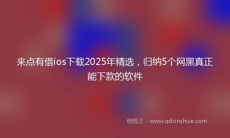 来点有借ios下载2025年精选，归纳5个网黑真正能下款的软件