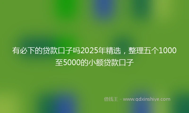 有必下的贷款口子吗2025年精选，整理五个1000至5000的小额贷款口子