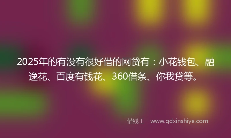 2025年的有没有很好借的网贷有：小花钱包、融逸花、百度有钱花、360借条、你我贷等。