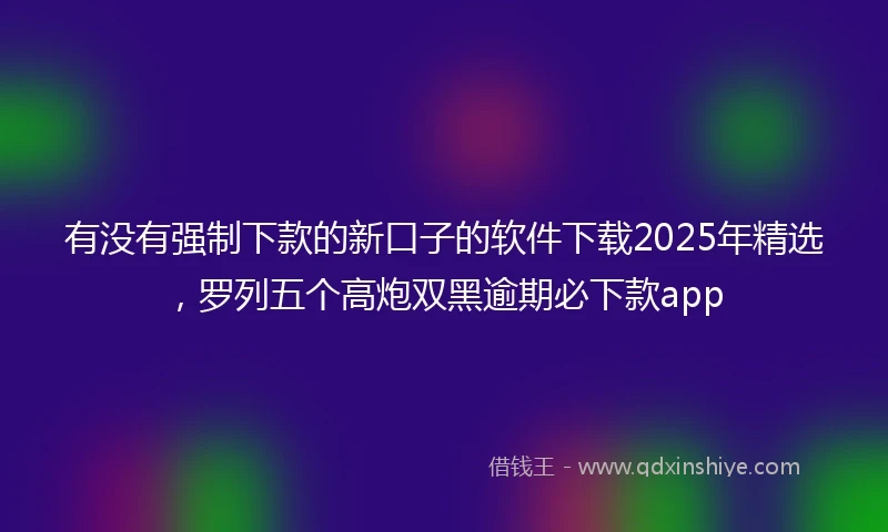 有没有强制下款的新口子的软件下载2025年精选，罗列五个高炮双黑逾期必下款app