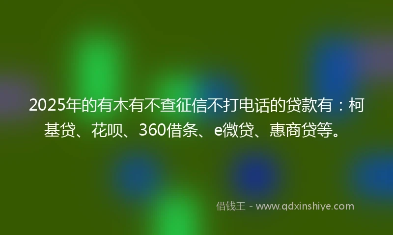 2025年的有木有不查征信不打电话的贷款有：柯基贷、花呗、360借条、e微贷、惠商贷等。