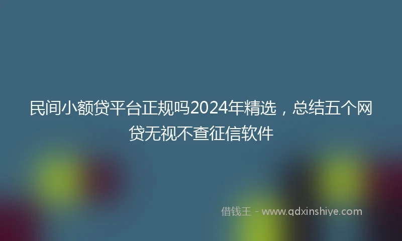 民间小额贷平台正规吗2024年精选，总结五个网贷无视不查征信软件