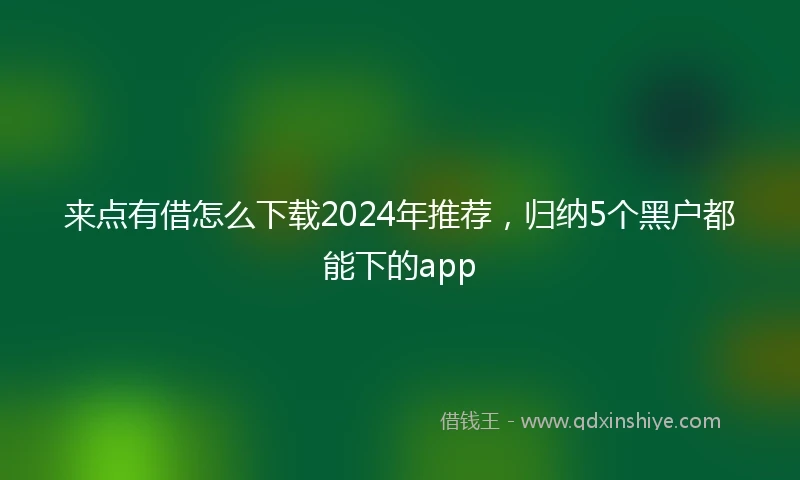 来点有借怎么下载2024年推荐，归纳5个黑户都能下的app