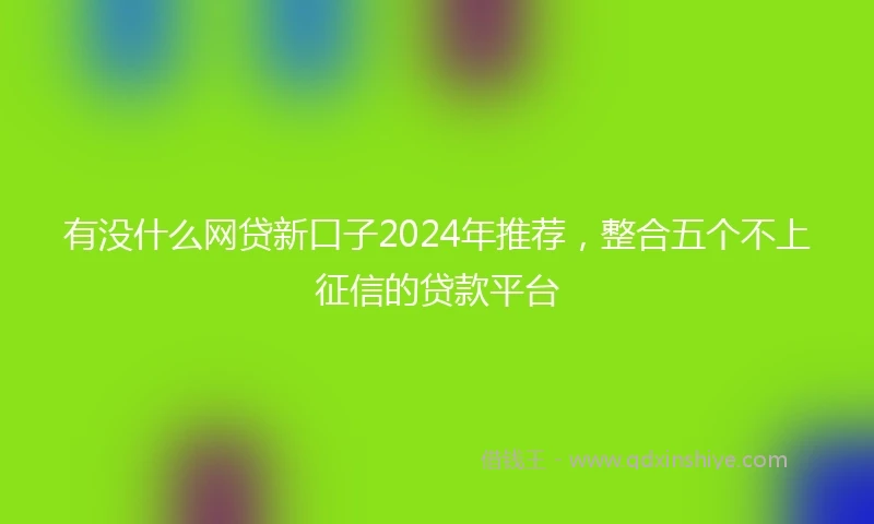 有没什么网贷新口子2024年推荐，整合五个不上征信的贷款平台