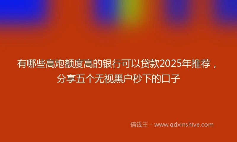 有哪些高炮额度高的银行可以贷款2025年推荐，分享五个无视黑户秒下的口子