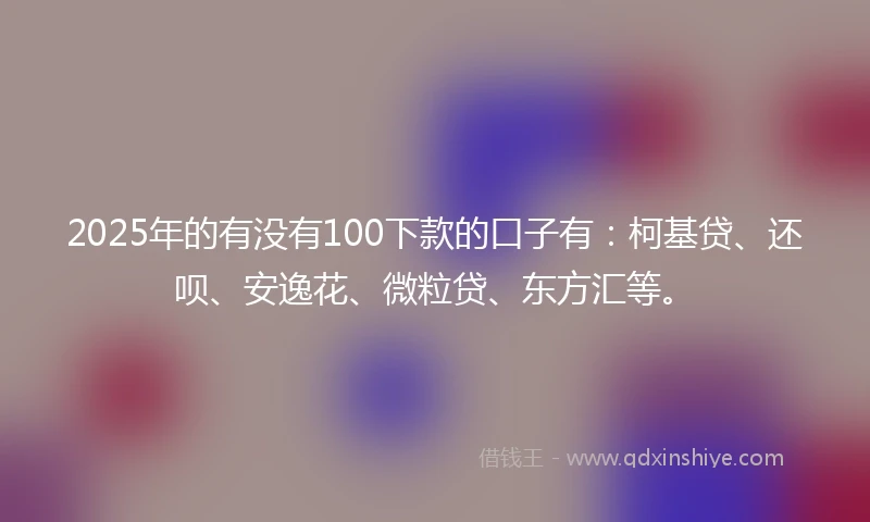 2025年的有没有100下款的口子有：柯基贷、还呗、安逸花、微粒贷、东方汇等。